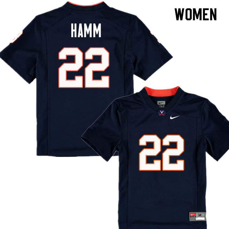 Women #22 Daniel Hamm Virginia Cavaliers College Football Jerseys Sale-Navy - Click Image to Close